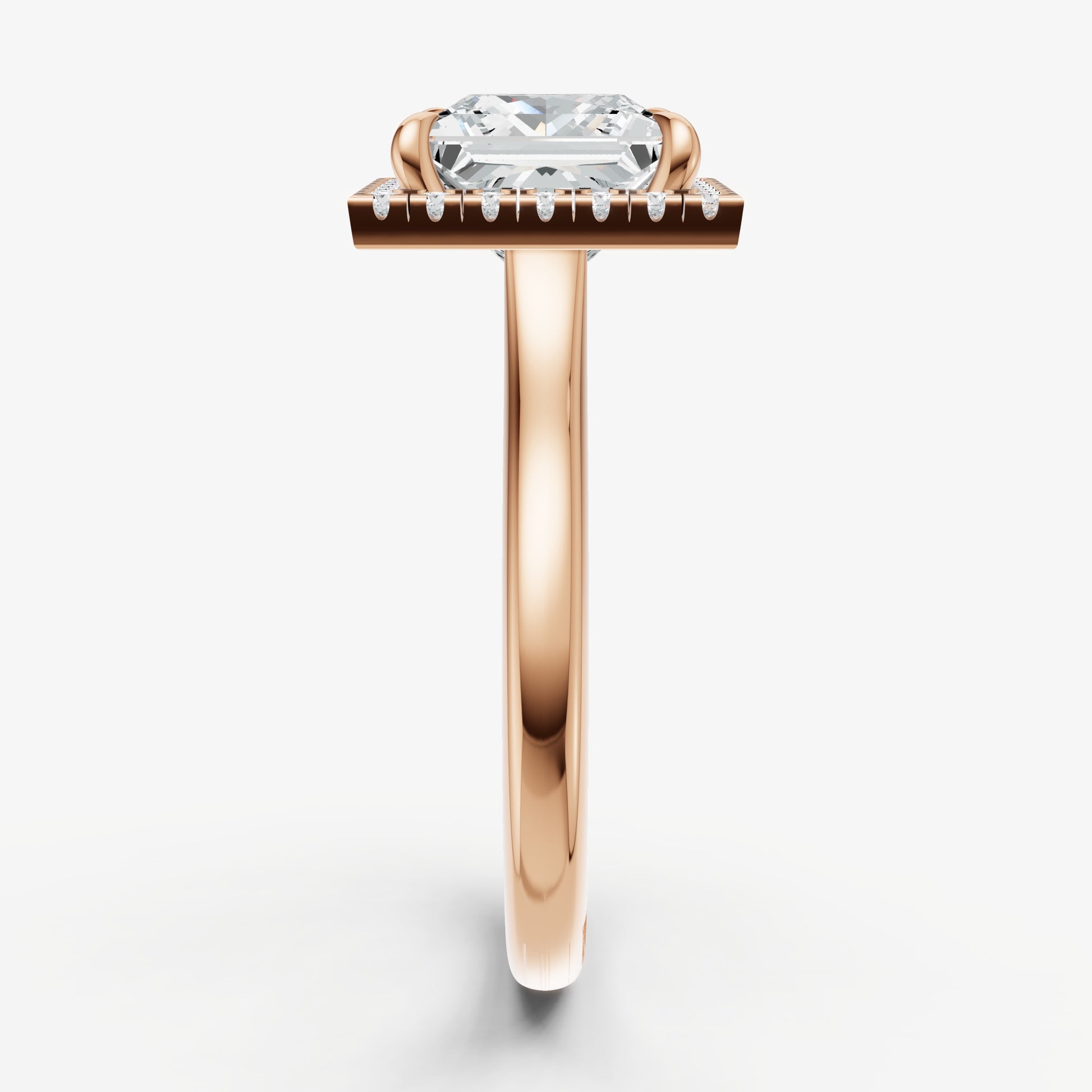Princess Solitaire Engagement Ring with Fine Halo Diamond Band