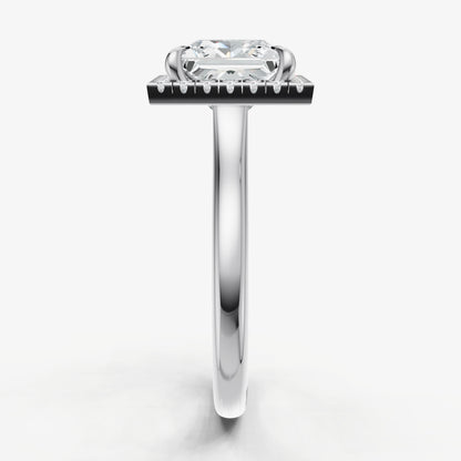 Princess Solitaire Engagement Ring with Fine Halo Diamond Band