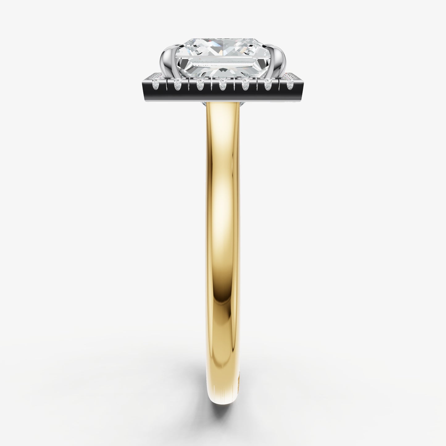 Princess Solitaire Engagement Ring with Fine Halo Diamond Band