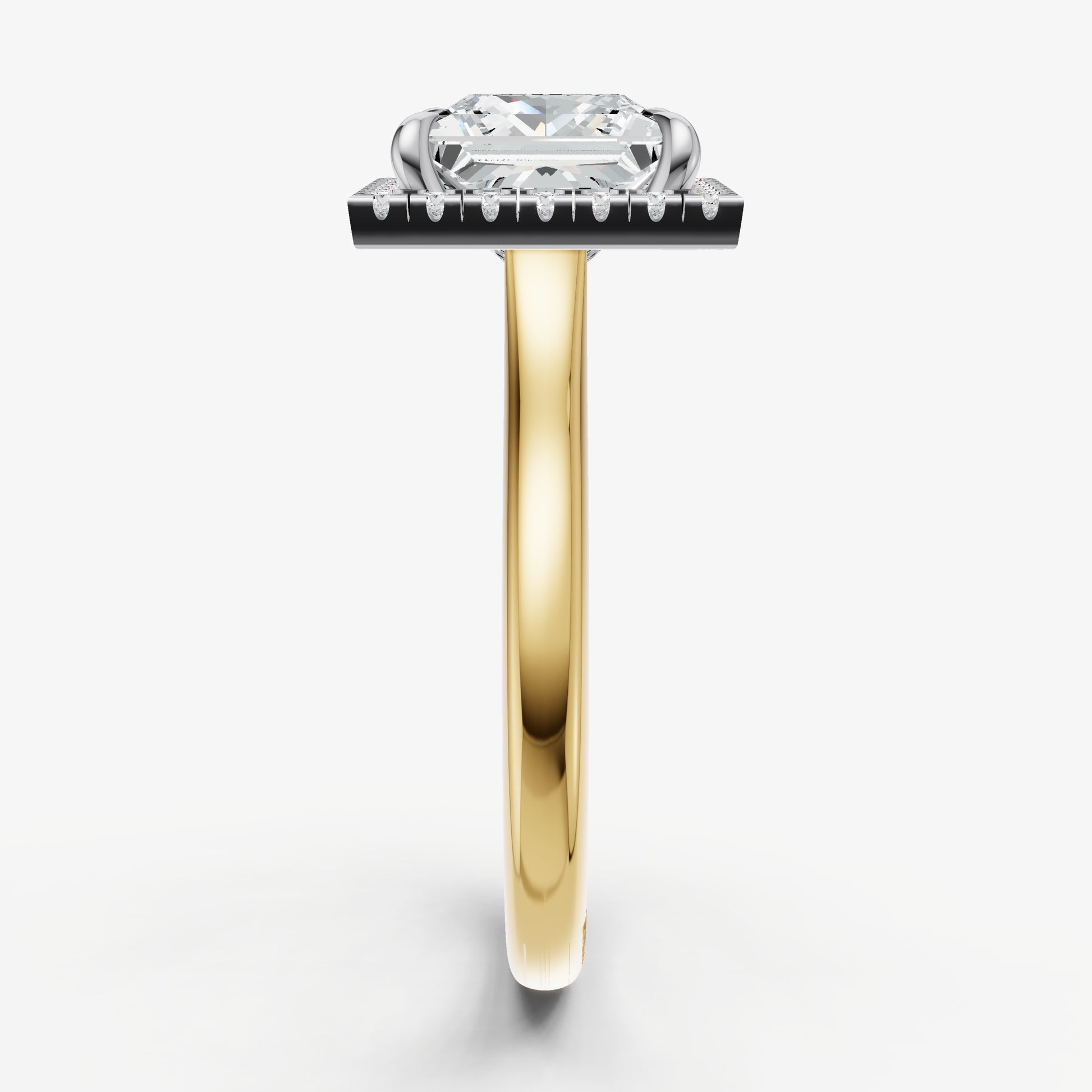 Princess Solitaire Engagement Ring with Fine Halo Diamond Band