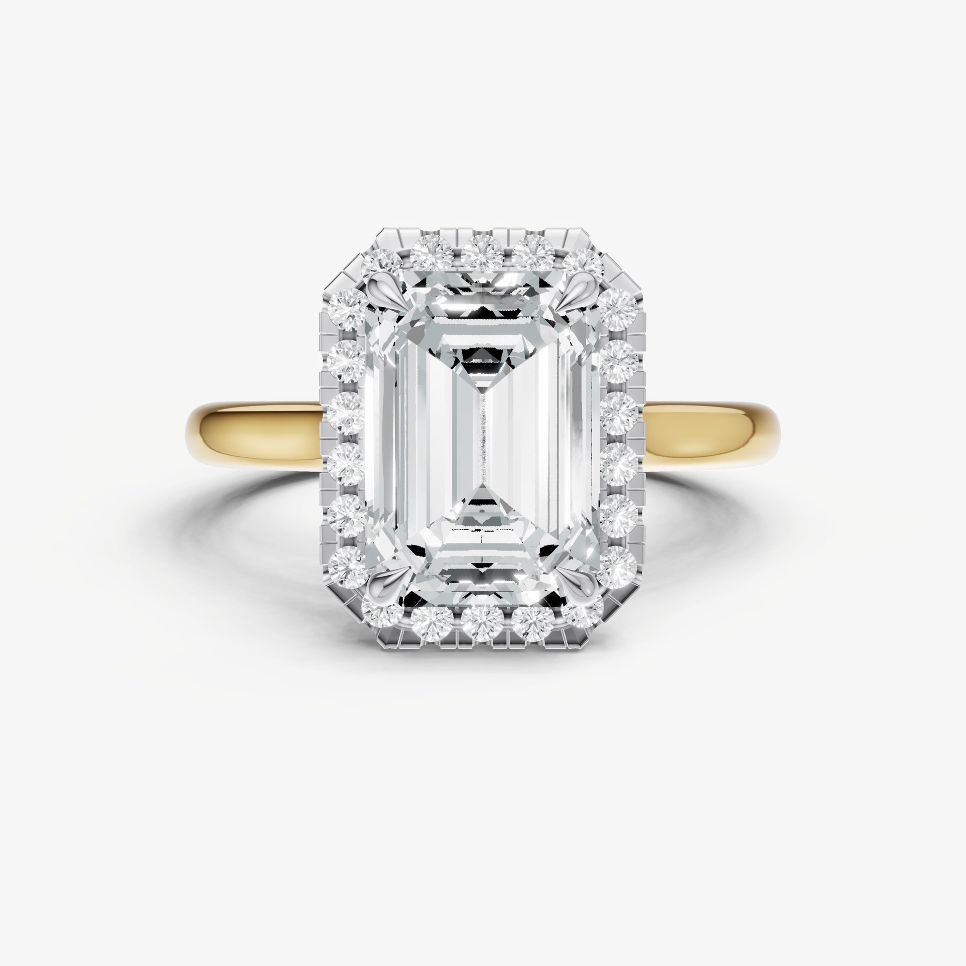 Radiant Solitaire Engagement Ring with Fine Halo Diamond Band