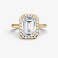 Radiant Solitaire Engagement Ring with Fine Halo Diamond Band