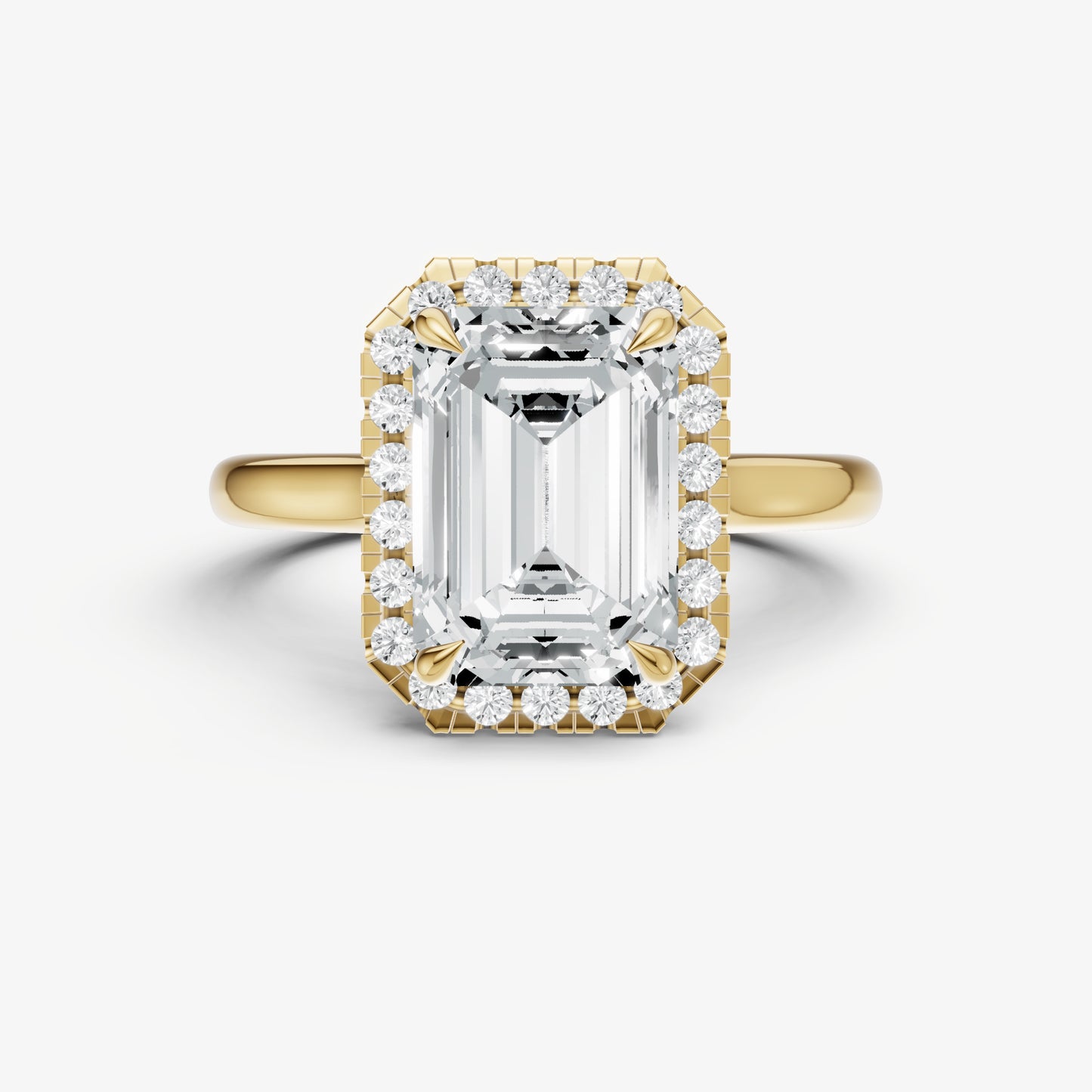 Radiant Solitaire Engagement Ring with Fine Halo Diamond Band