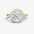 Round Solitaire Engagement Ring with Fine Halo Diamond Band
