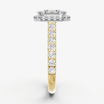 Asscher Halo Solitaire Engagement Ring with Diamond Band