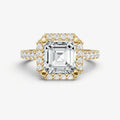 Asscher Halo Solitaire Engagement Ring with Diamond Band