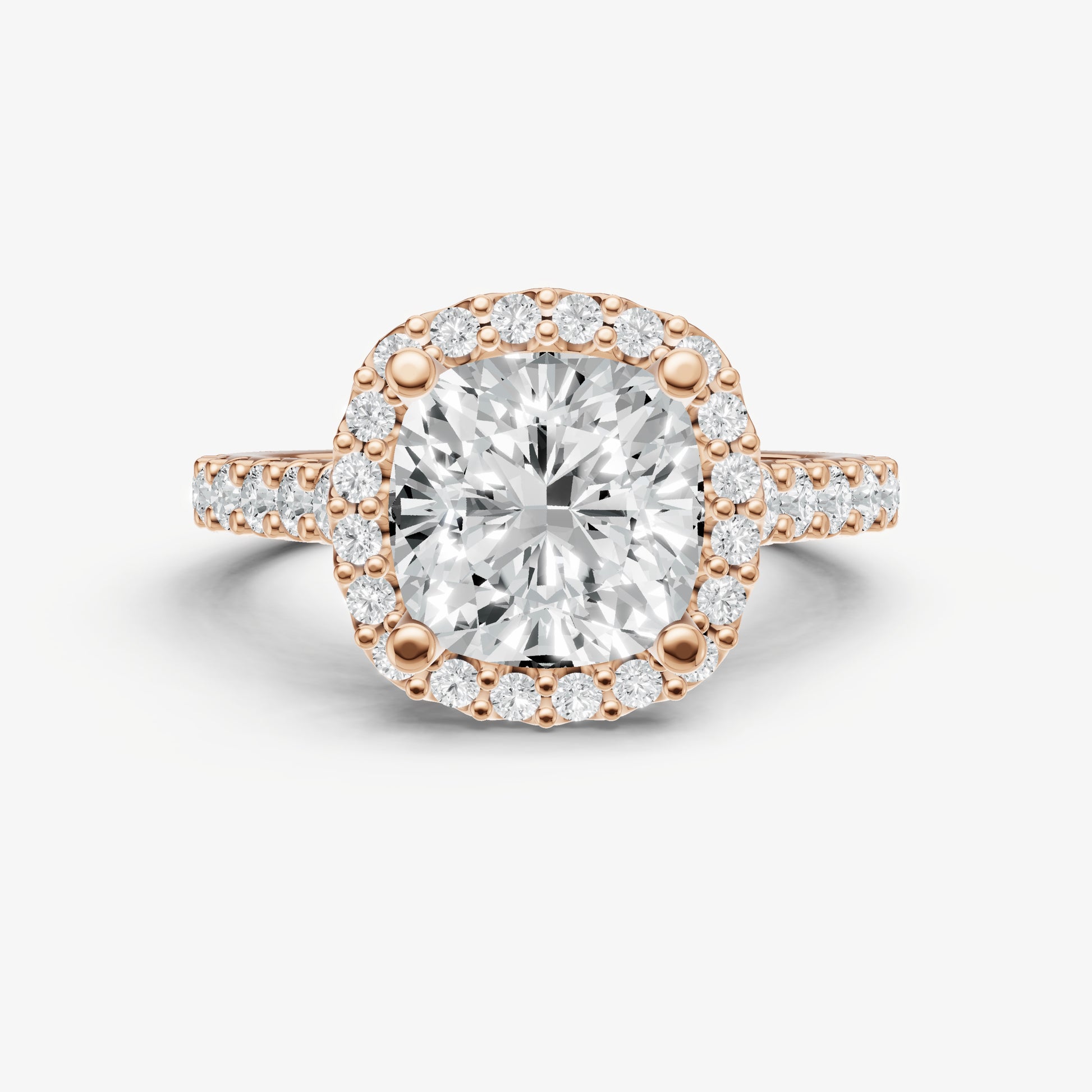 Cushion Halo Solitaire Engagement Ring with Diamond Band