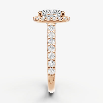 Cushion Halo Solitaire Engagement Ring with Diamond Band