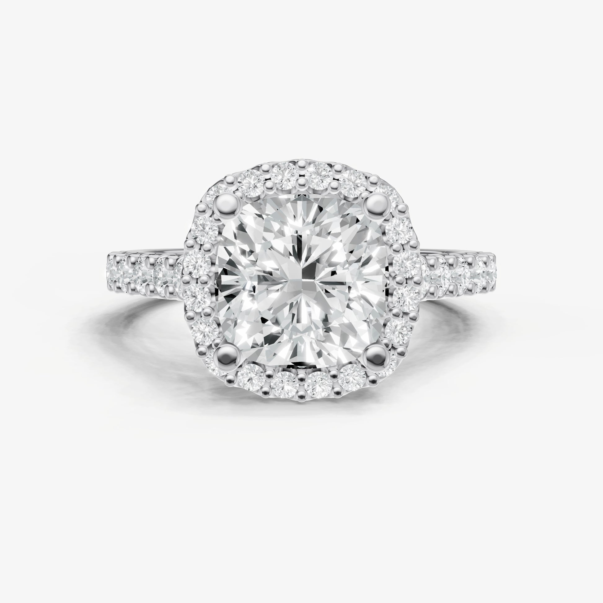 Cushion Halo Solitaire Engagement Ring with Diamond Band