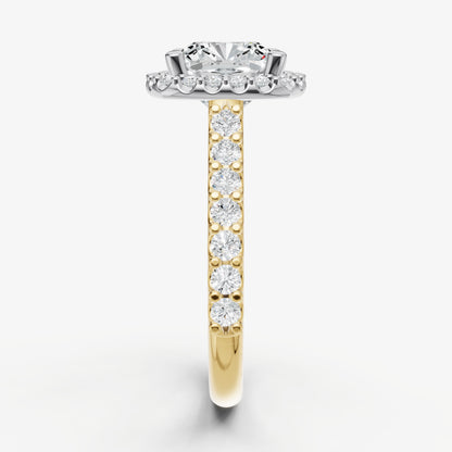 Cushion Halo Solitaire Engagement Ring with Diamond Band