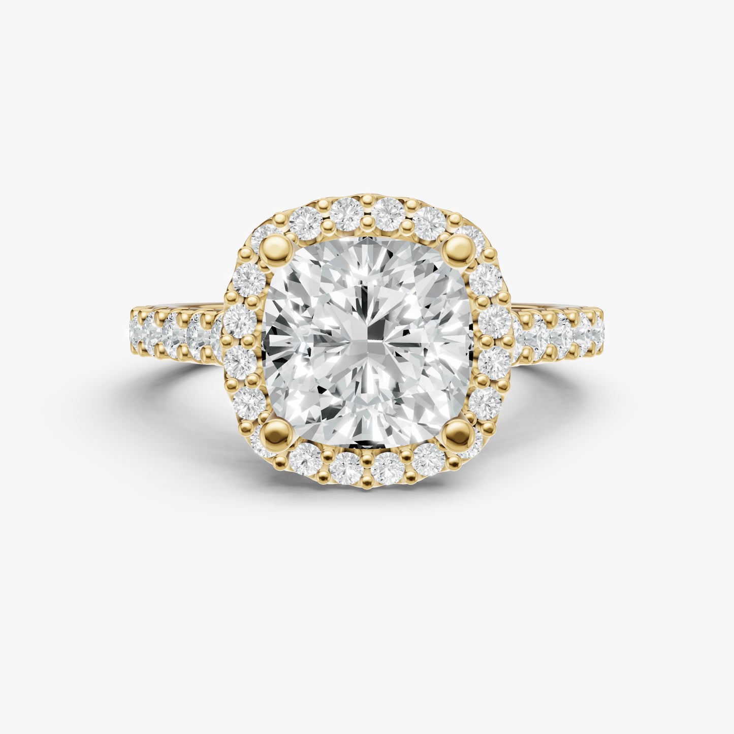 Cushion Halo Solitaire Engagement Ring with Diamond Band