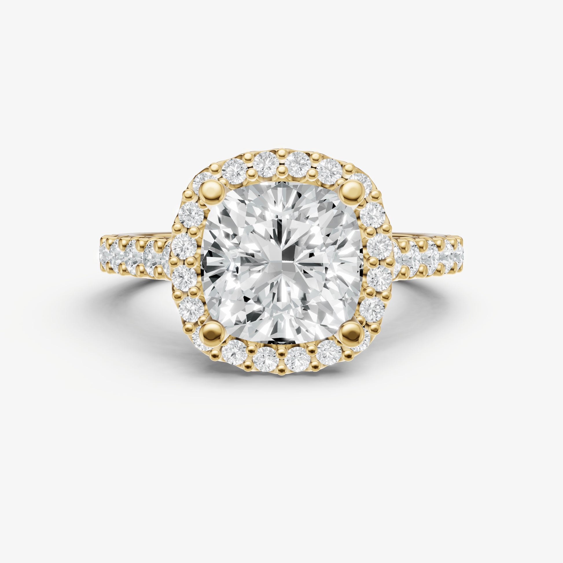 Cushion Halo Solitaire Engagement Ring with Diamond Band
