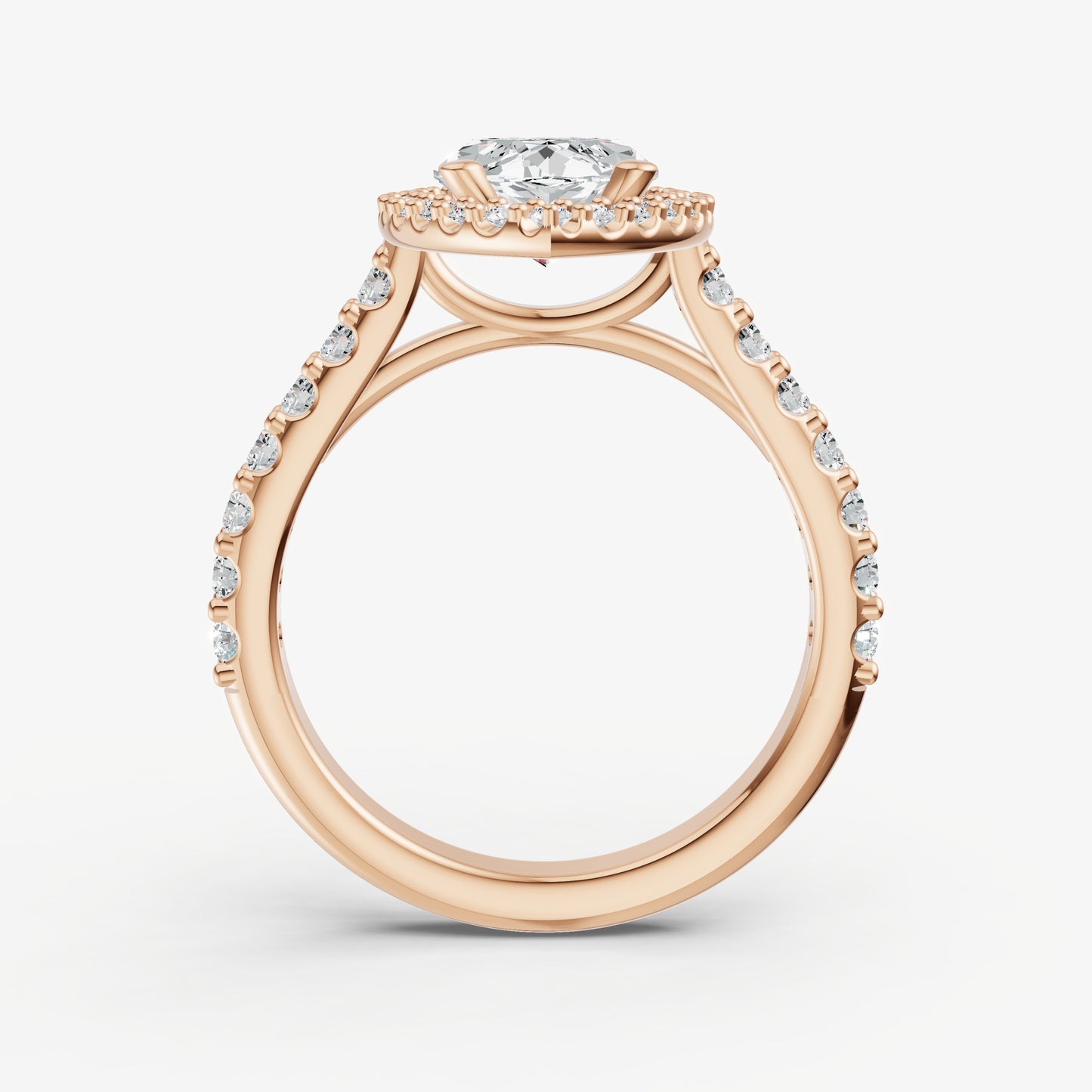 Marquise Halo Solitaire Engagement Ring with Diamond Band