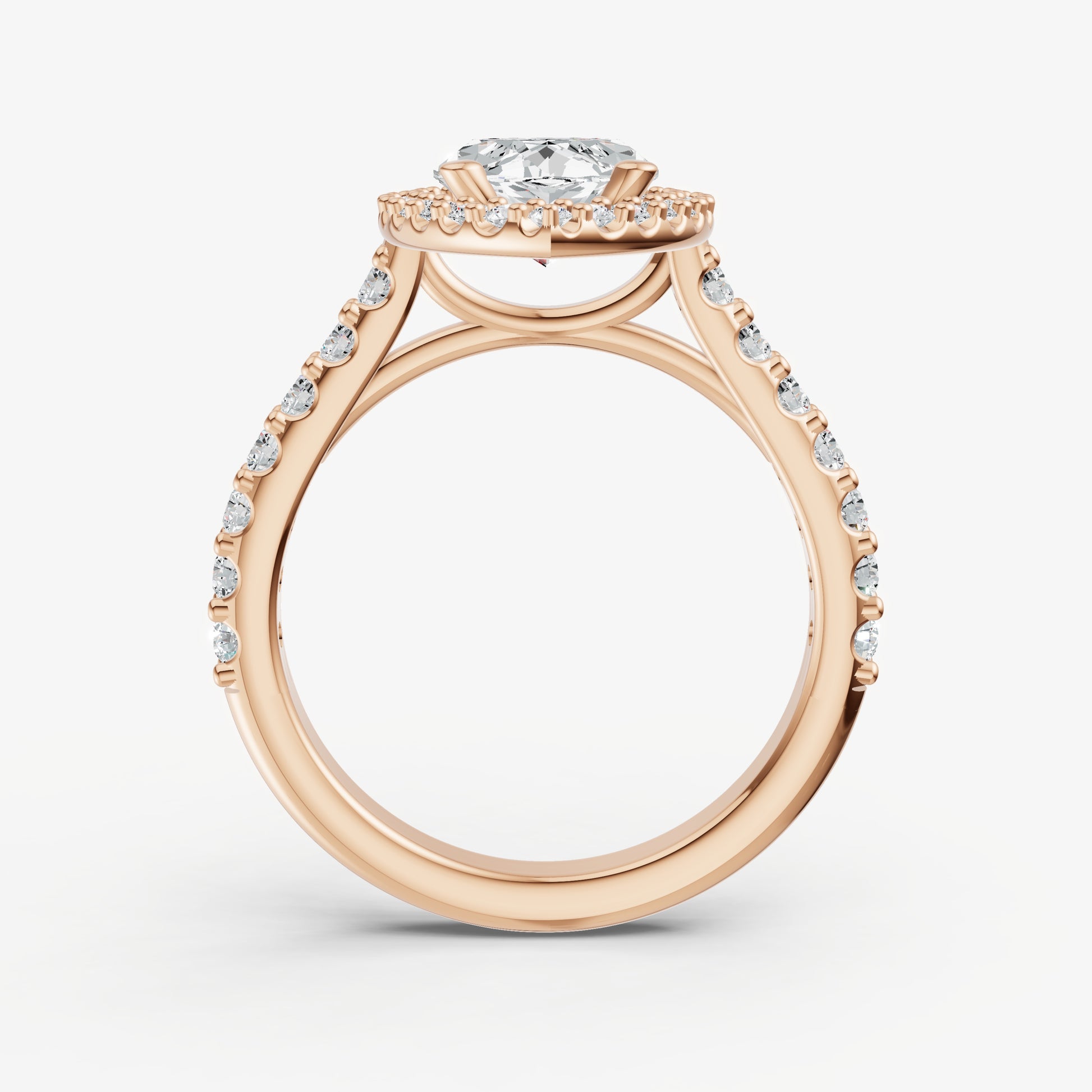 Marquise Halo Solitaire Engagement Ring with Diamond Band