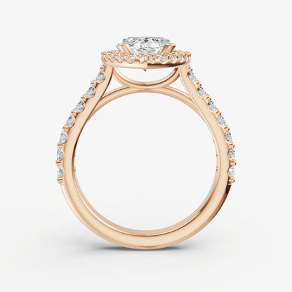 Marquise Halo Solitaire Engagement Ring with Diamond Band