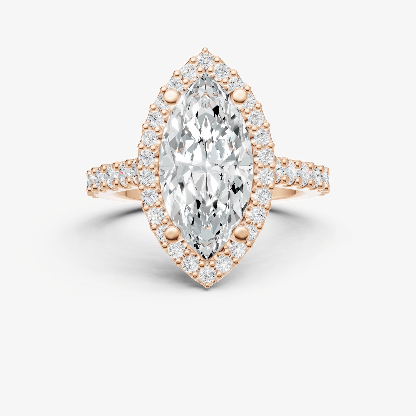 Marquise Halo Solitaire Engagement Ring with Diamond Band