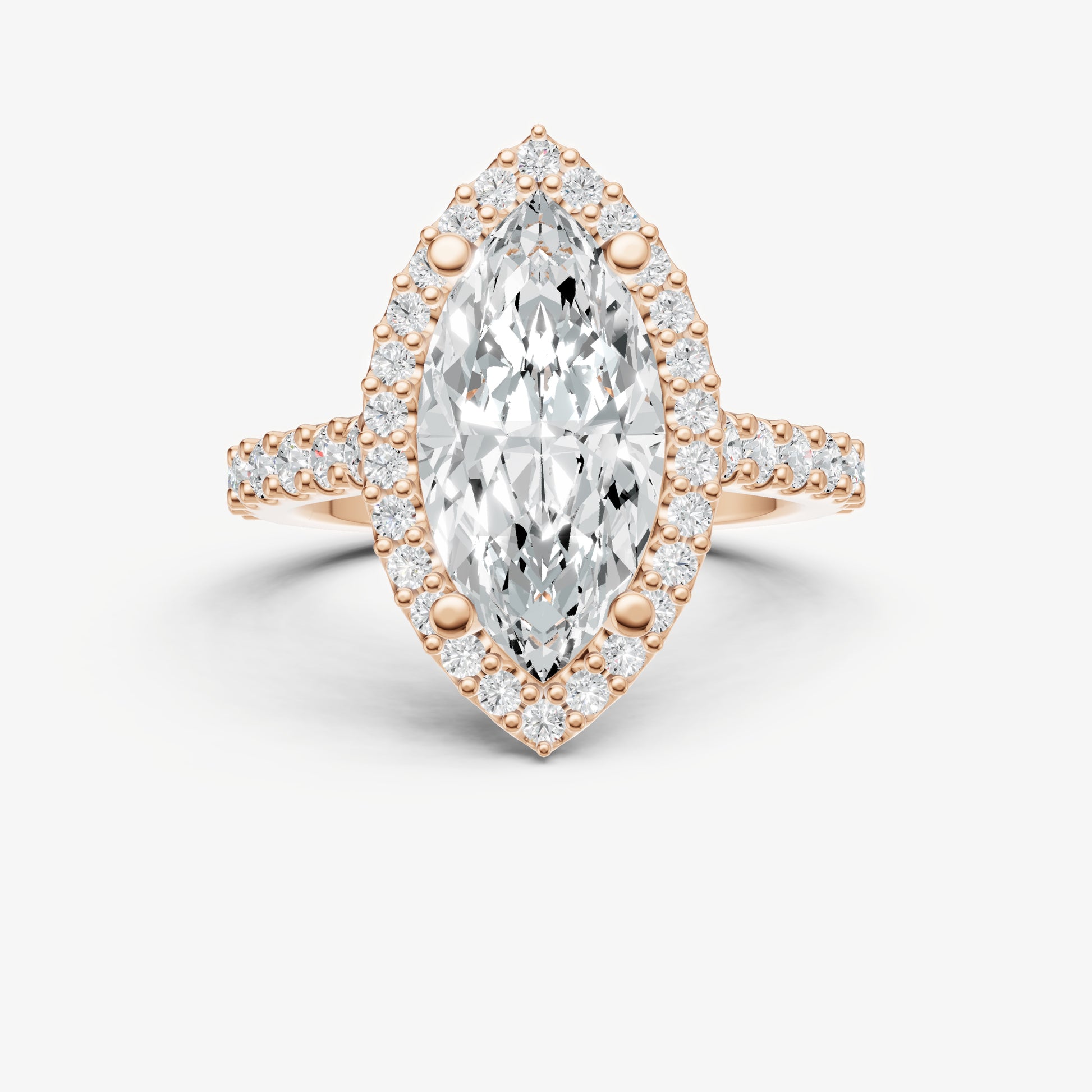 Marquise Halo Solitaire Engagement Ring with Diamond Band