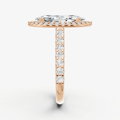 Marquise Halo Solitaire Engagement Ring with Diamond Band