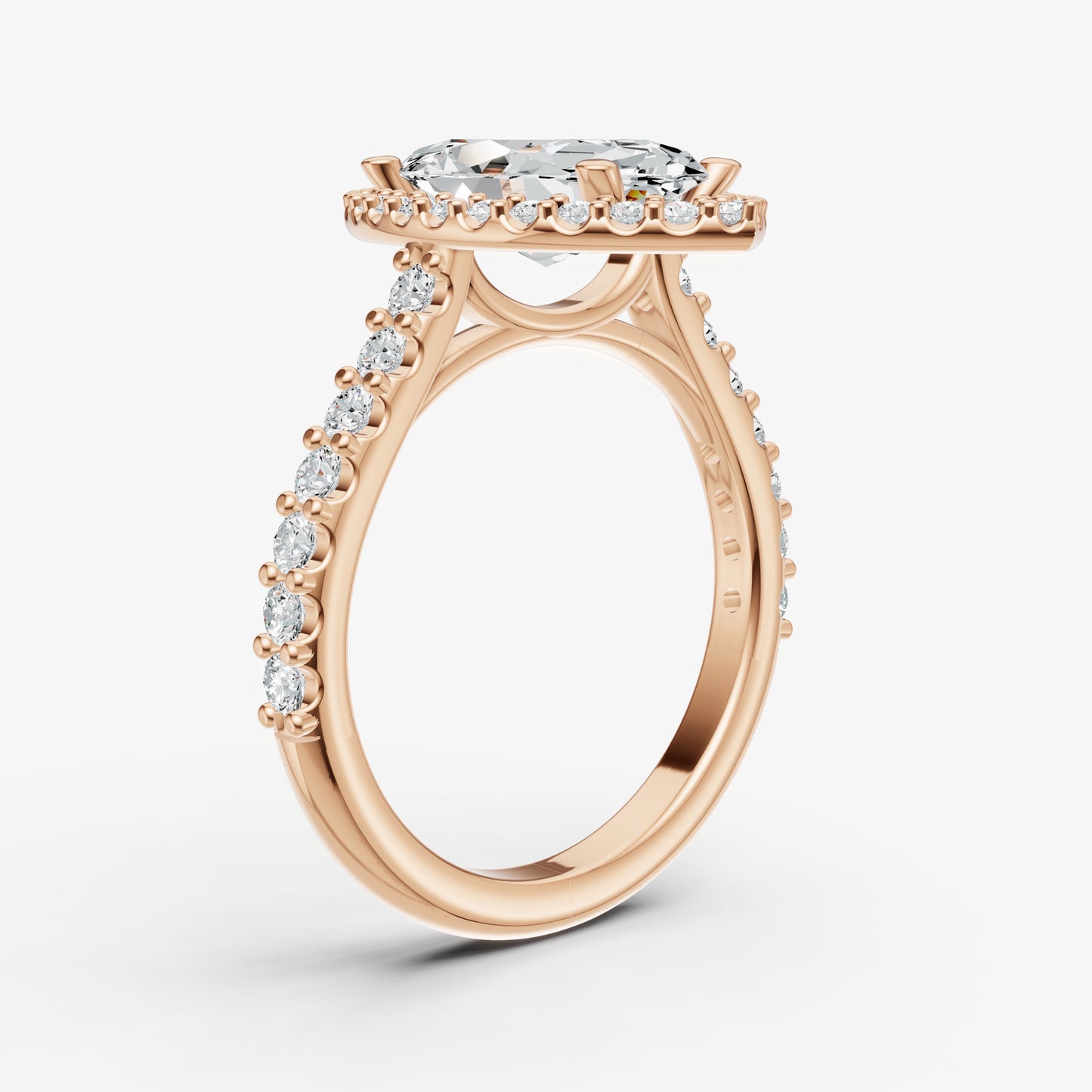 Marquise Halo Solitaire Engagement Ring with Diamond Band