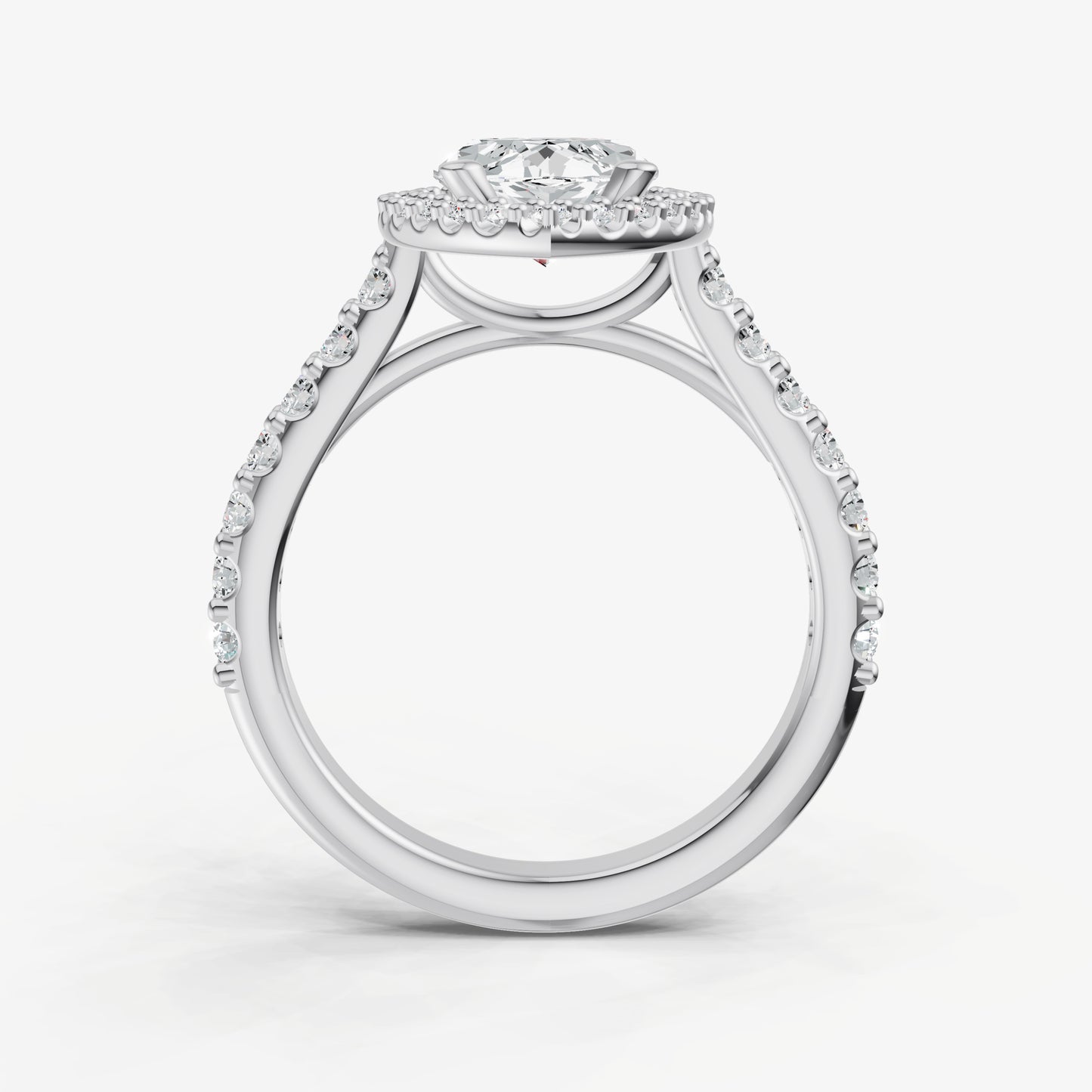 Marquise Halo Solitaire Engagement Ring with Diamond Band