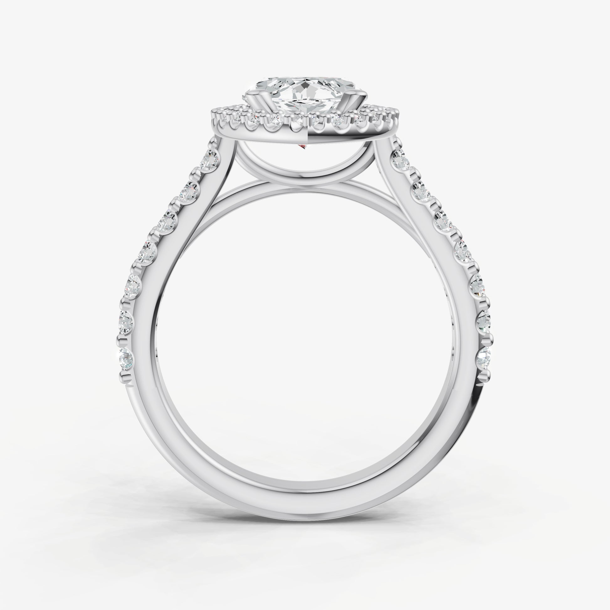Marquise Halo Solitaire Engagement Ring with Diamond Band