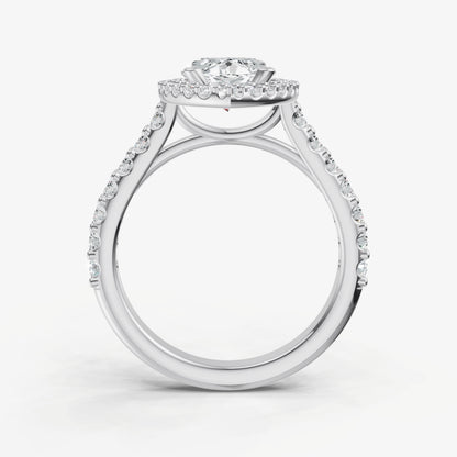 Marquise Halo Solitaire Engagement Ring with Diamond Band
