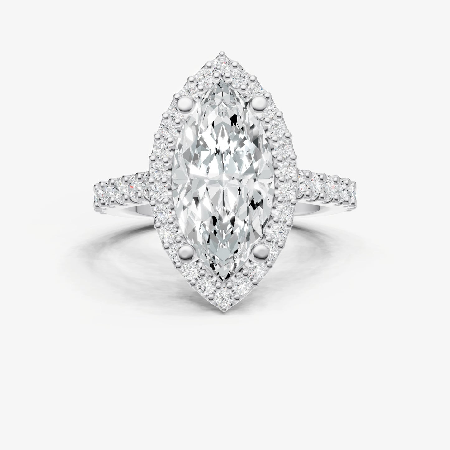 Marquise Halo Solitaire Engagement Ring with Diamond Band