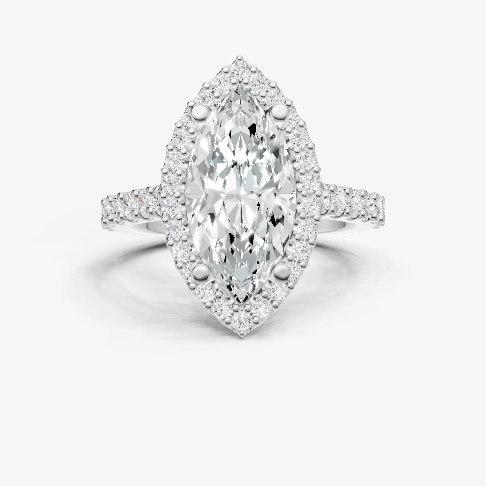 Marquise Halo Solitaire Engagement Ring with Diamond Band