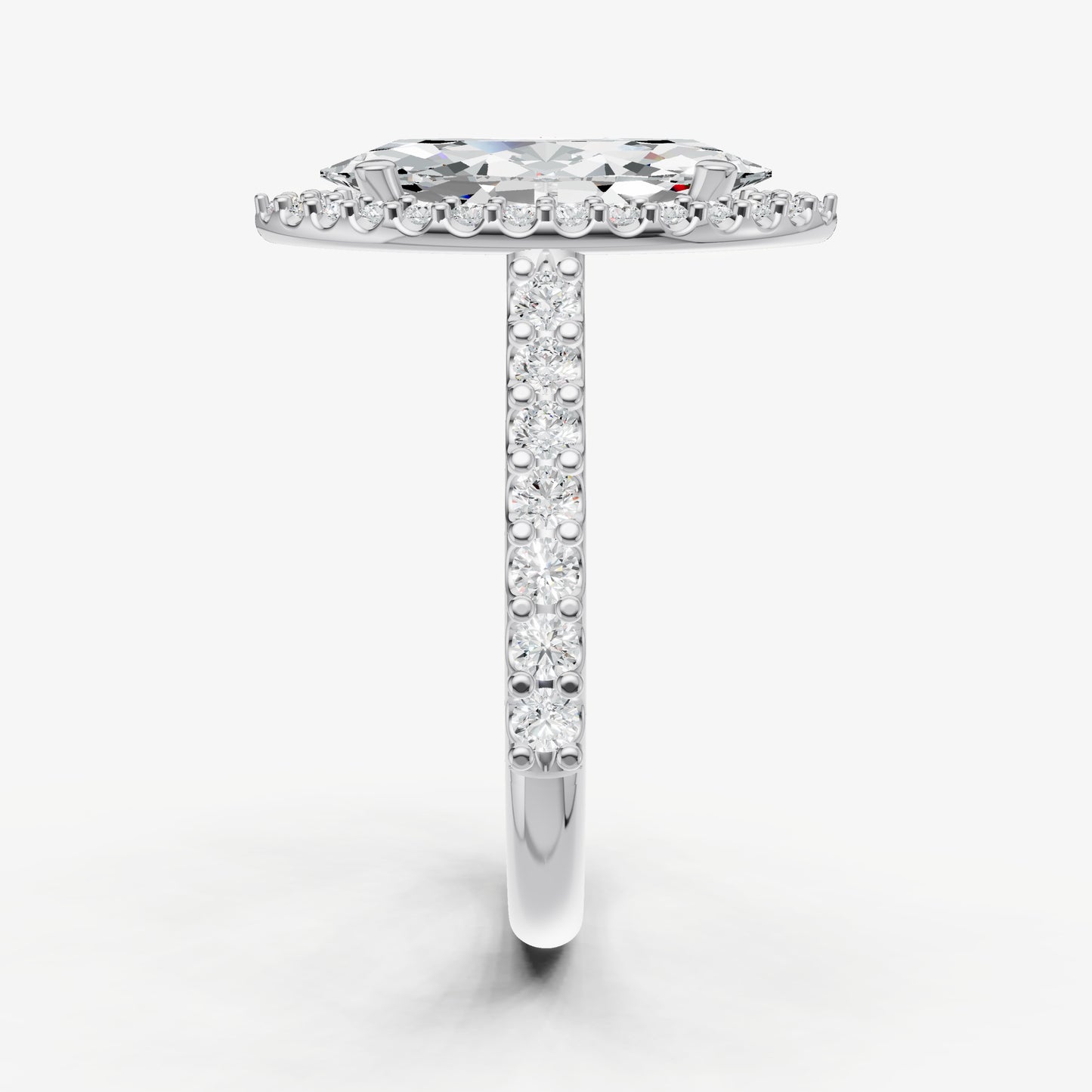 Marquise Halo Solitaire Engagement Ring with Diamond Band