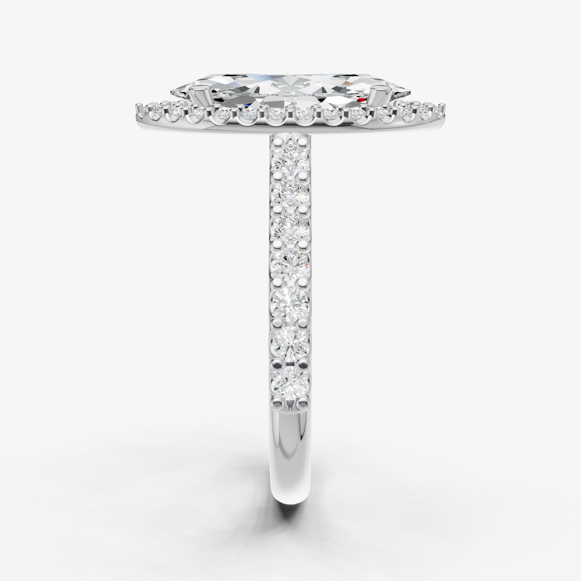 Marquise Halo Solitaire Engagement Ring with Diamond Band