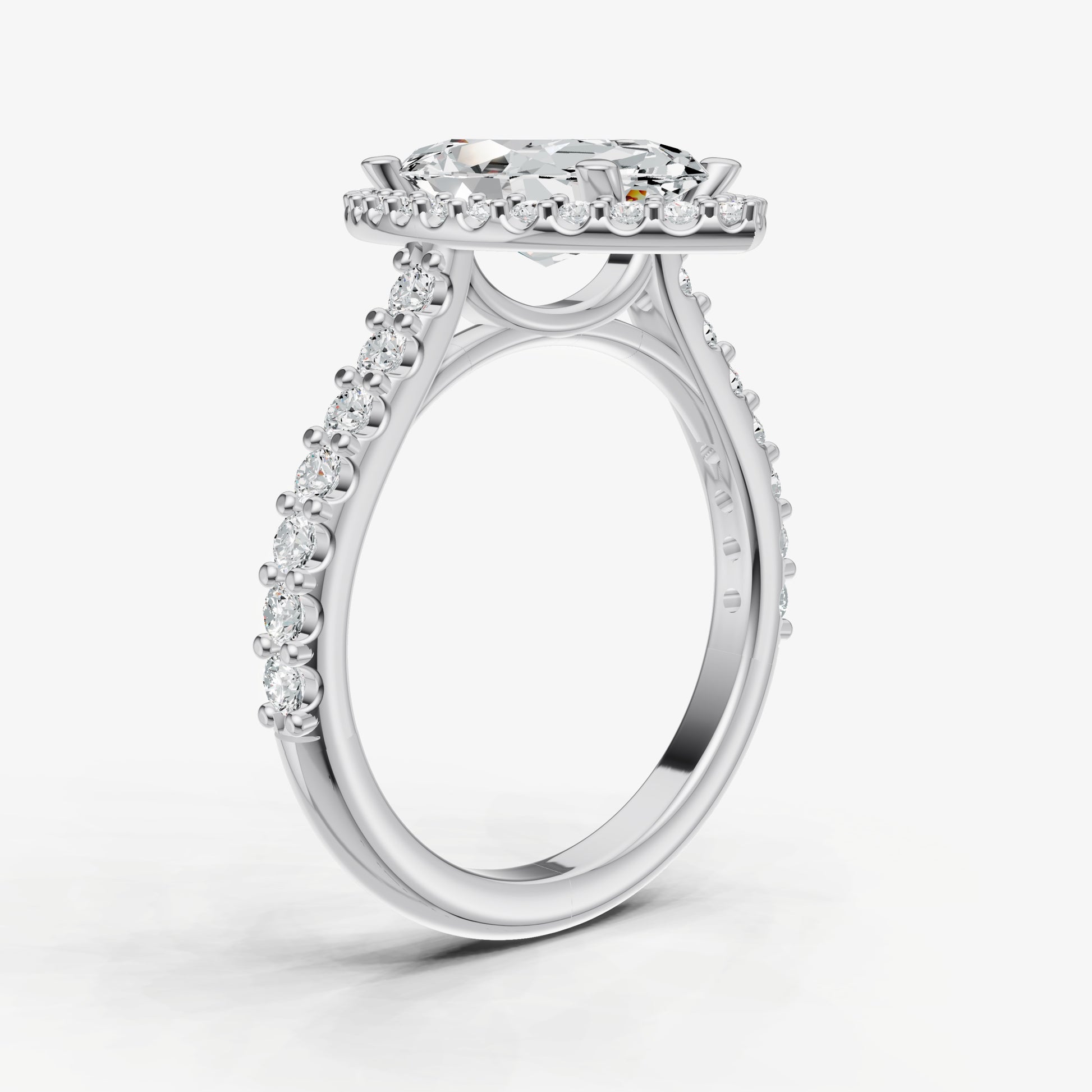 Marquise Halo Solitaire Engagement Ring with Diamond Band