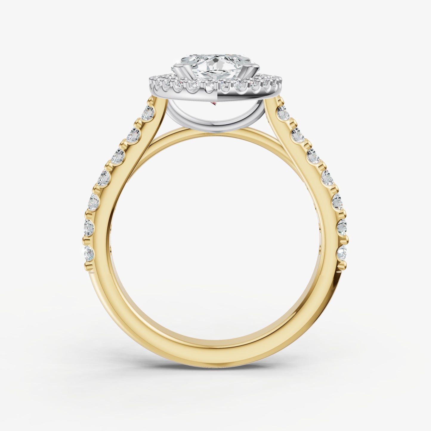 Marquise Halo Solitaire Engagement Ring with Diamond Band