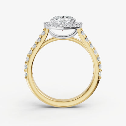 Marquise Halo Solitaire Engagement Ring with Diamond Band