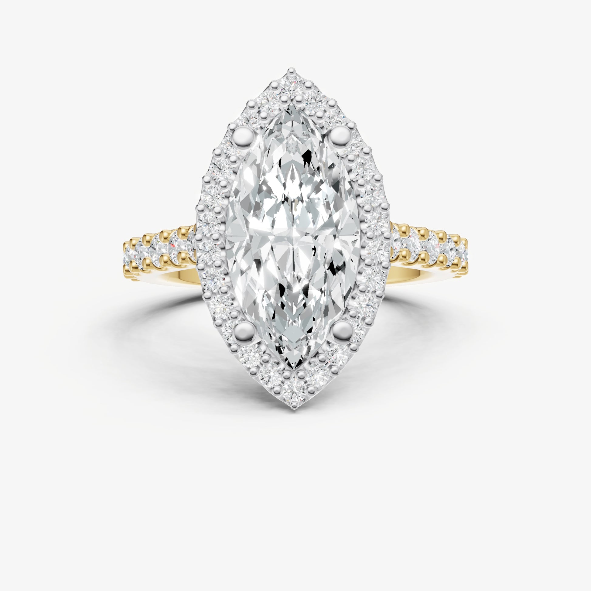 Marquise Halo Solitaire Engagement Ring with Diamond Band