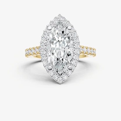 Marquise Halo Solitaire Engagement Ring with Diamond Band