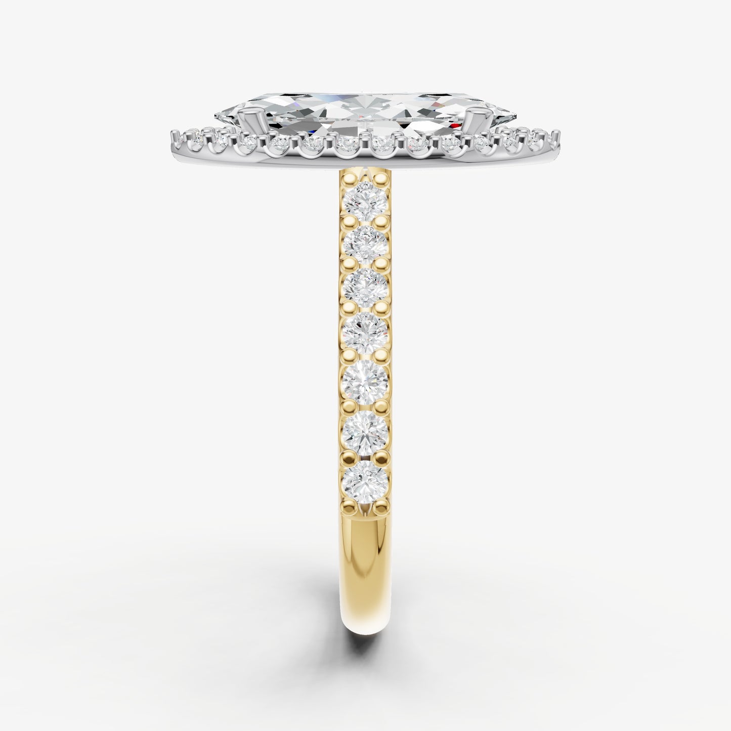 Marquise Halo Solitaire Engagement Ring with Diamond Band