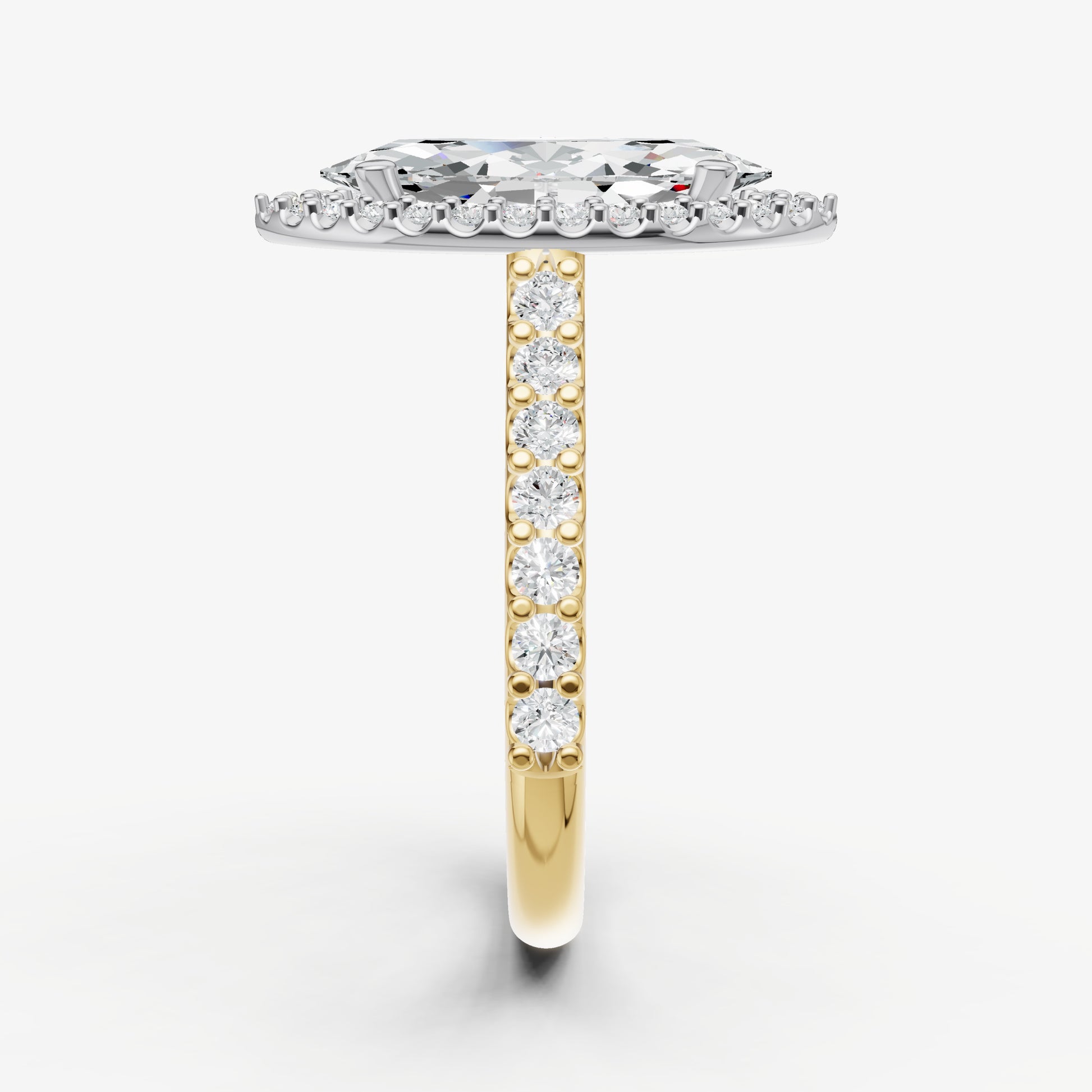 Marquise Halo Solitaire Engagement Ring with Diamond Band