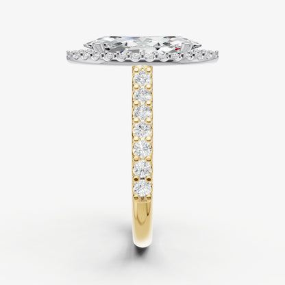 Marquise Halo Solitaire Engagement Ring with Diamond Band