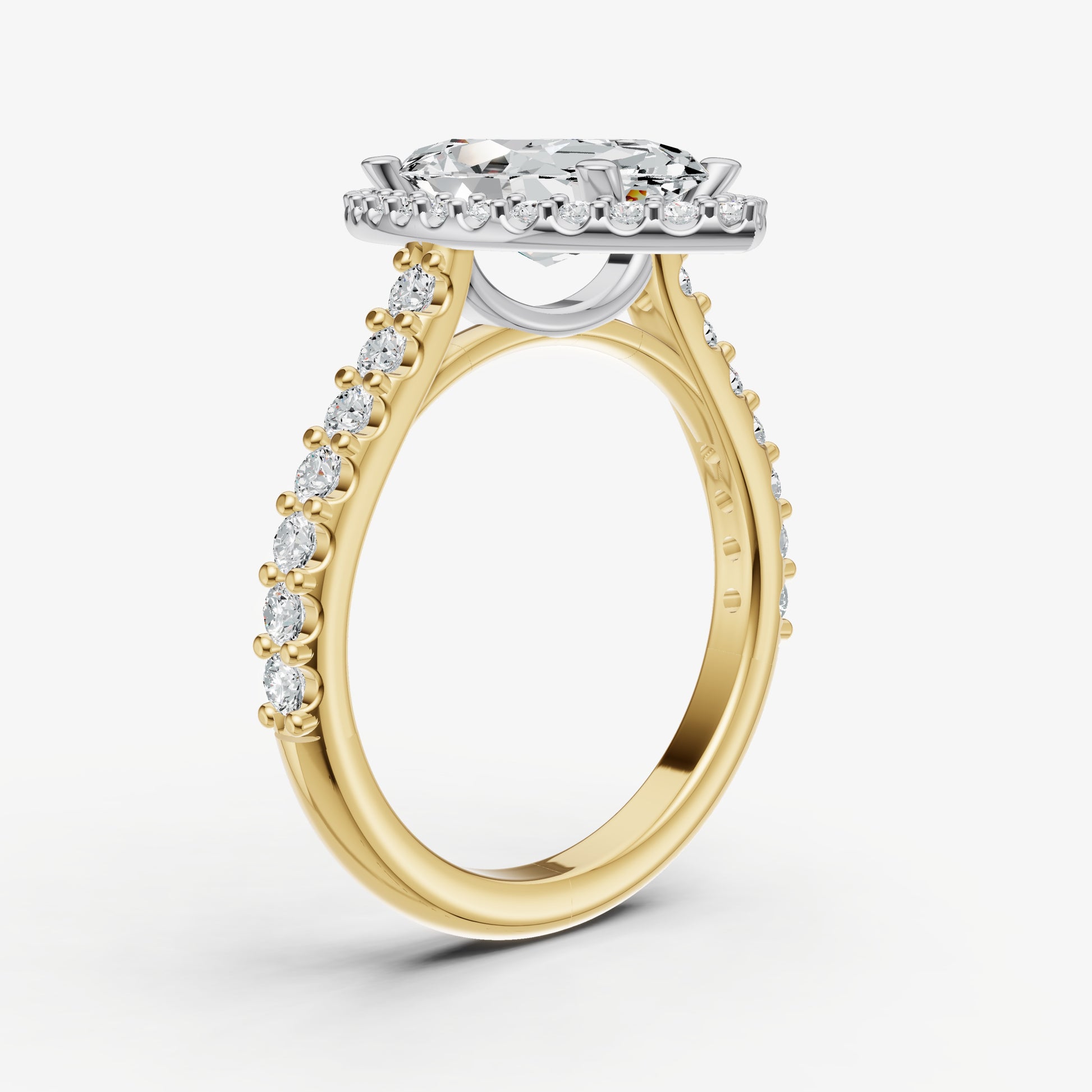 Marquise Halo Solitaire Engagement Ring with Diamond Band