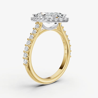 Marquise Halo Solitaire Engagement Ring with Diamond Band