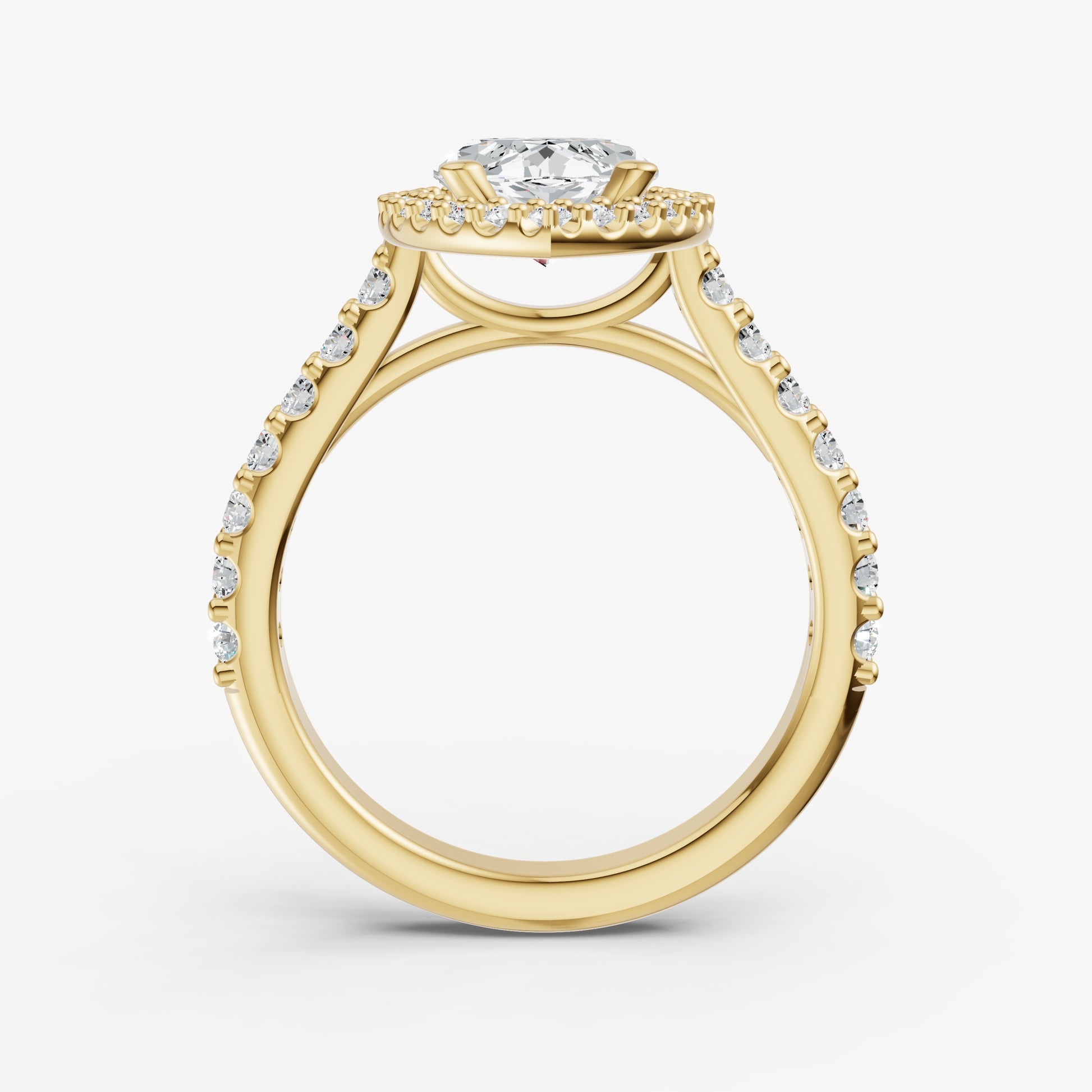 Marquise Halo Solitaire Engagement Ring with Diamond Band