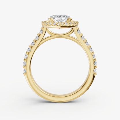 Marquise Halo Solitaire Engagement Ring with Diamond Band