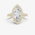 Marquise Halo Solitaire Engagement Ring with Diamond Band