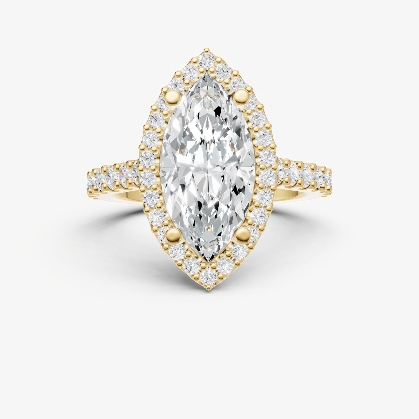 Marquise Halo Solitaire Engagement Ring with Diamond Band
