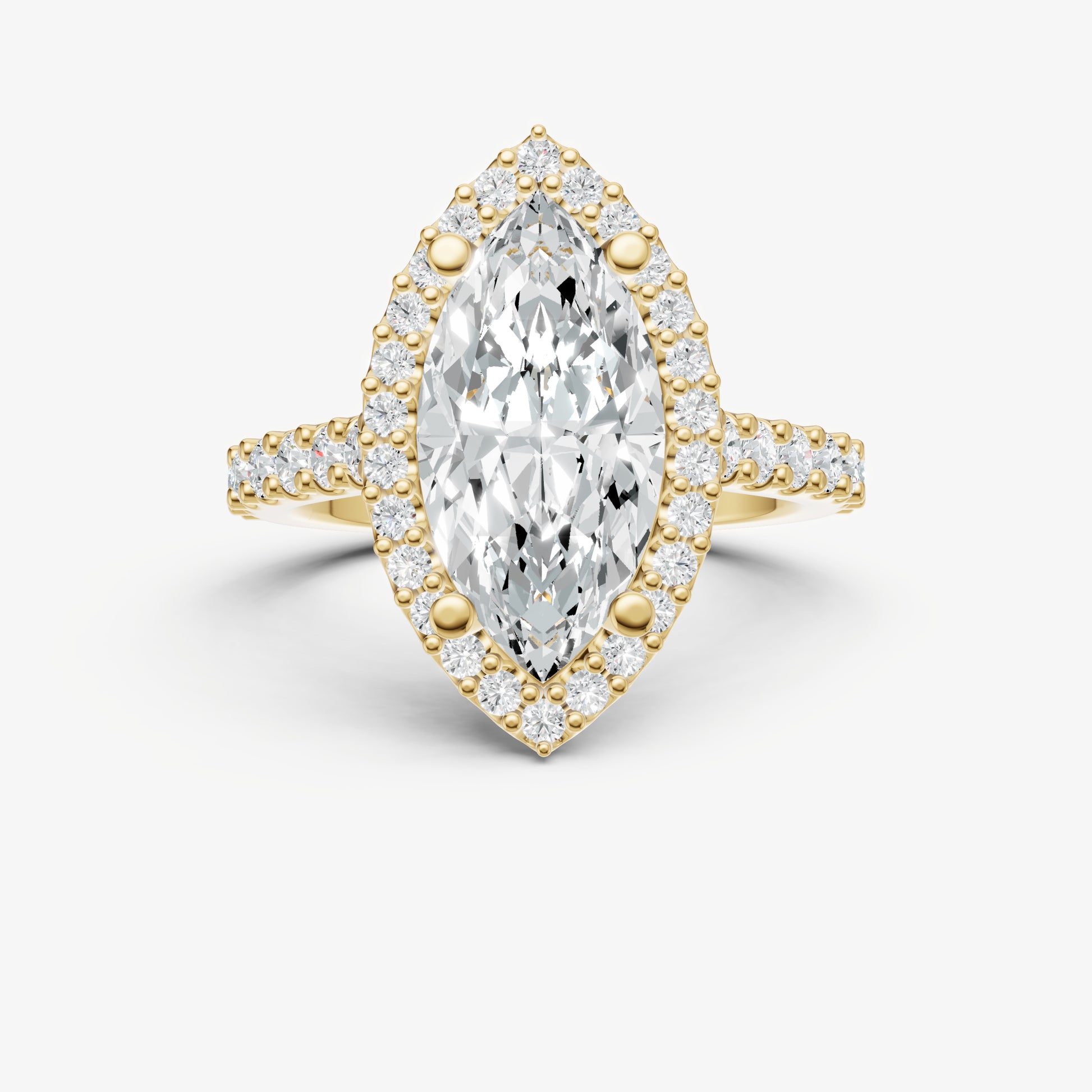 Marquise Halo Solitaire Engagement Ring with Diamond Band