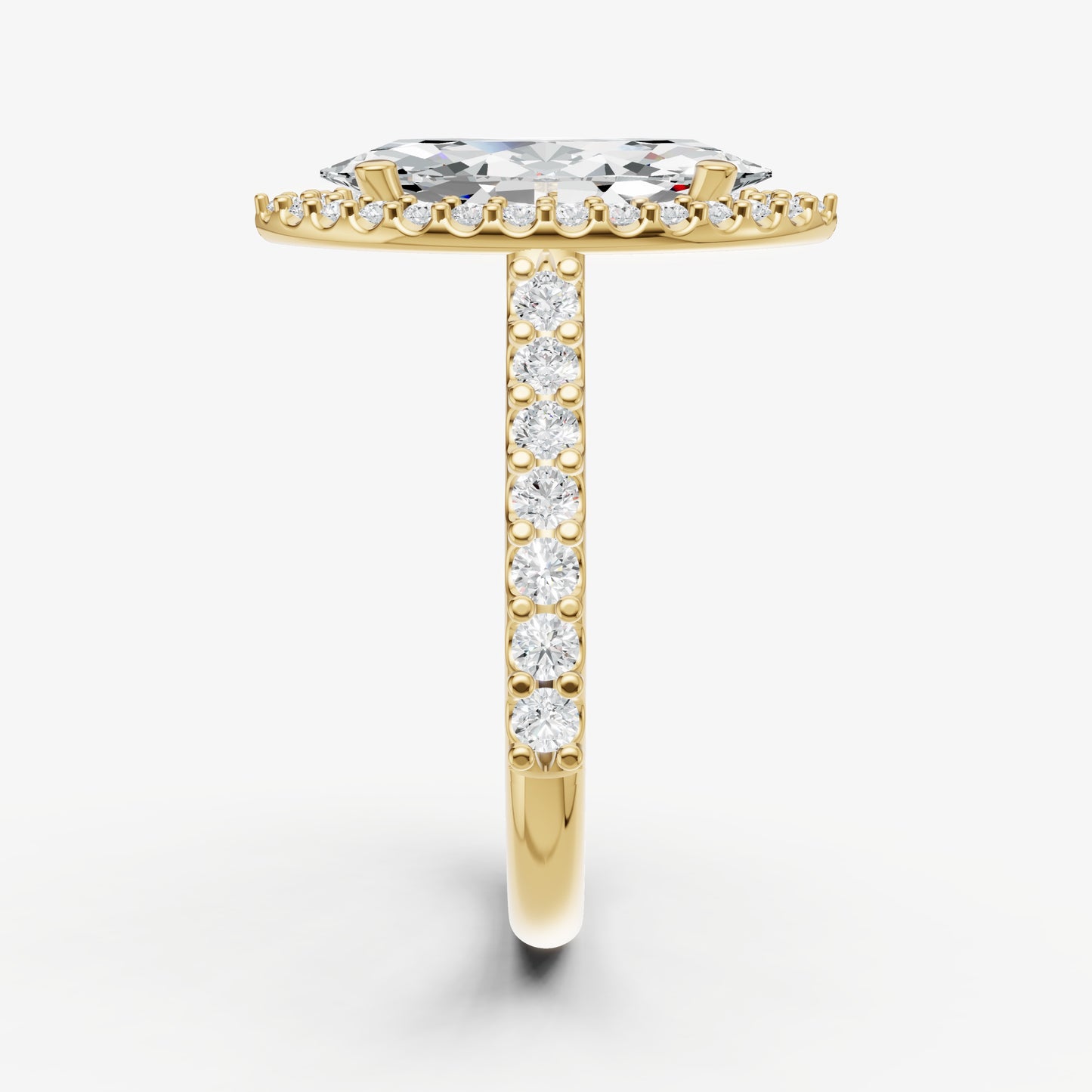 Marquise Halo Solitaire Engagement Ring with Diamond Band