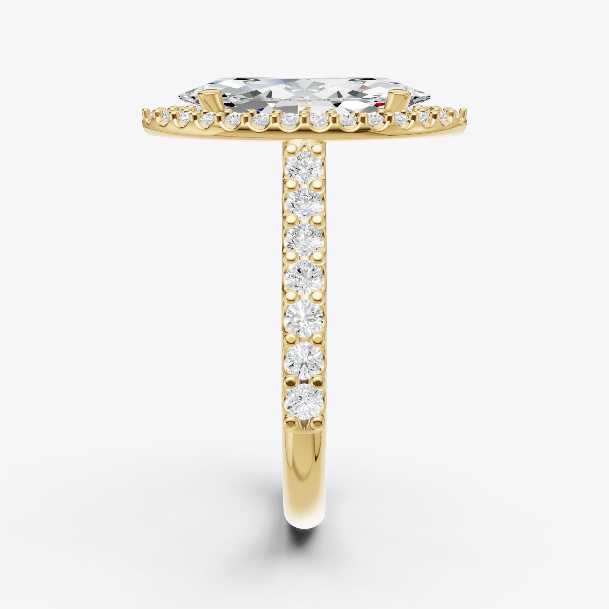 Marquise Halo Solitaire Engagement Ring with Diamond Band