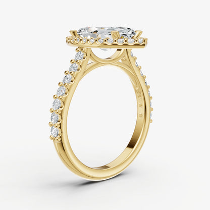 Marquise Halo Solitaire Engagement Ring with Diamond Band