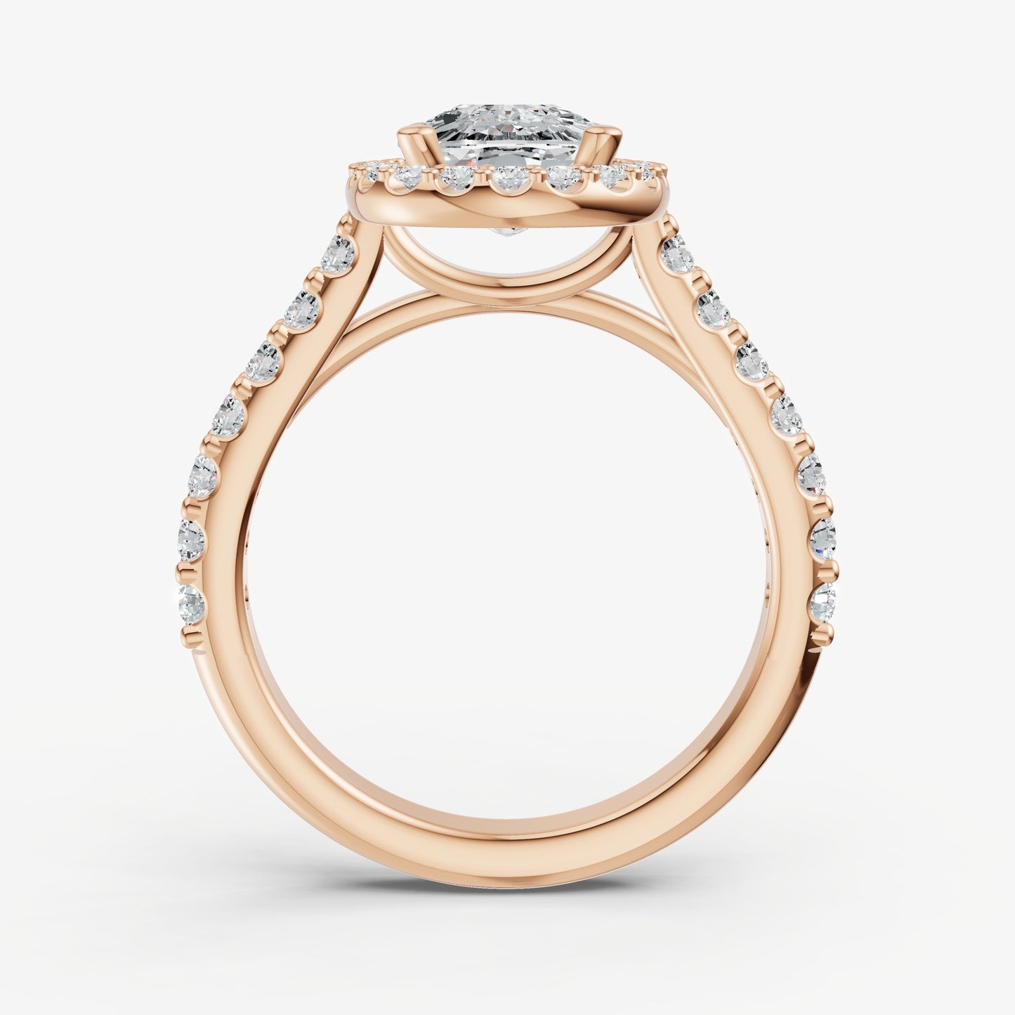 Old Miner Halo Solitaire Engagement Ring with Diamond Band