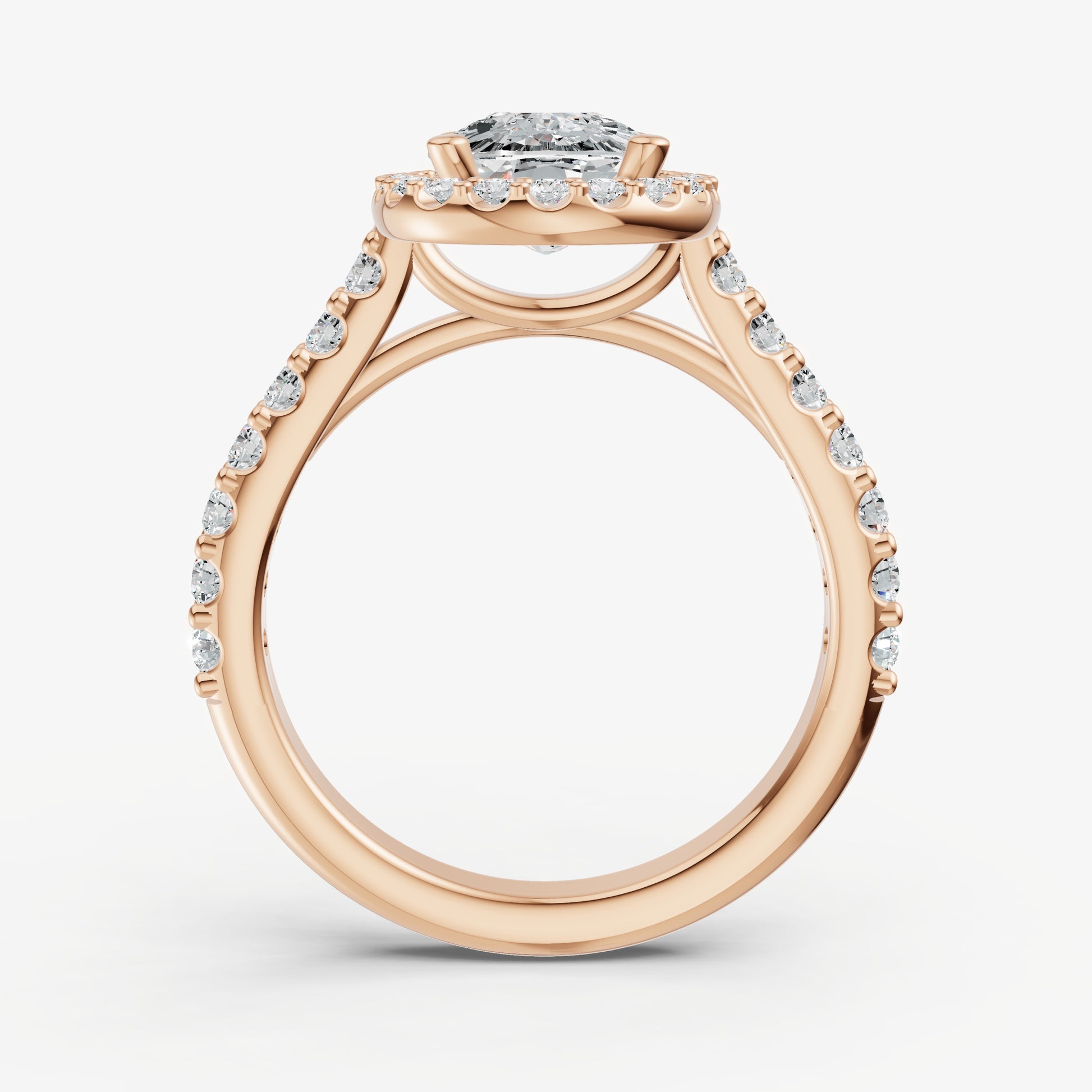 Old Miner Halo Solitaire Engagement Ring with Diamond Band